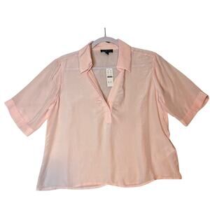 J.Crew Crepe de Chine Popover Blouse NWT XS Pink Lightweight Collared Top